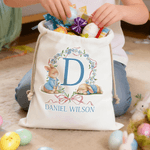 Sac en toile avec nom et initiales pour le rangement quotidien Cadeau de Pâques pour garçons filles