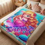 Couverture personnalisée avec nom pour la décoration de la maison Cadeau d'anniversaire pour fille noire Amoureux des sirènes