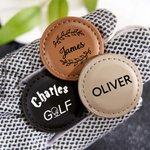 Personlig Golf-Themed Monogram Magnetisk PU lær Golfballmarkør med navn og initialer Sett med 2 golfklubber Bursdagsgave til golfelskere Golfere