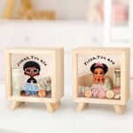 Personalized You Are Mini Boss Cartoon Kid Wooden Money Box Piggy Bank with Name Back to School Birthday Children's Day Gift for Kids