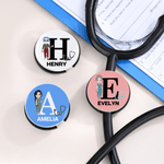 Personalized Cartoon Nurse Doctor Character Stethoscope ID Tag with Initial and Name Nurse Week Appreciation Gift for Medical Staff