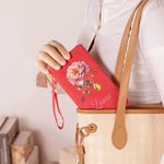 Personalized Birth Flower Birthstone PU Leather Folded Wristlet Wallet with Name and Multiple Card Slots Birthday Mother's Day Gift for Women Mom