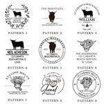 Personalized Farm Highland Cow Theme Book Envelope Embosser Stamp and Storage Bag with Name and Address Wedding Gift for Cow Lover Book Lover