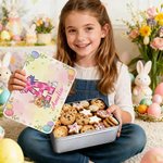 Personalized Cartoon Bunny Ears Kid Character Tin Storage Box with Initial and Name Daily Use Easter Gift for Boys Girls