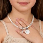 Personalized Cross Design Pearl Necklace with Name Dainty Jewellery Baptism Day Birthday Anniversary Gift for Girls Kids