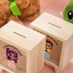 Personalized You Are Mini Boss Cartoon Kid Wooden Money Box Piggy Bank with Name Back to School Birthday Children's Day Gift for Kids