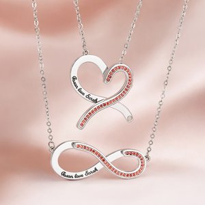 Personalized Convertible Infinity Love Birthstone Sterling Silver Necklace with Engraved Names Birthday Valentine's Day Anniversary Gift for Women