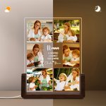 Luce notturna personalizzata LED con 6 foto, nome e testo, base in legno - Regalo di San Valentino o compleanno per coppie, amici e familiari
