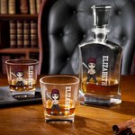 Personalised Baseball Cartoon Character Whiskey Decanter with Name Father's Day Birthday Gift for Baseball Players Whiskey Lovers