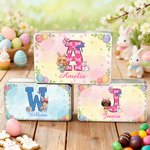 Personalized Cartoon Bunny Ears Kid Character Tin Storage Box with Initial and Name Daily Use Easter Gift for Boys Girls