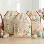 Personalised Cute Peter Rabbit Easter Drawstring Bag with Name Easter Decoration Easter Day Gift for Kids