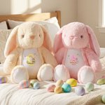 Personalized Butterfly Cute Rabbit Plush Easter Bunny Stuffed Toy with Initial and Name Birthday Easter Gift for Newborns Kids