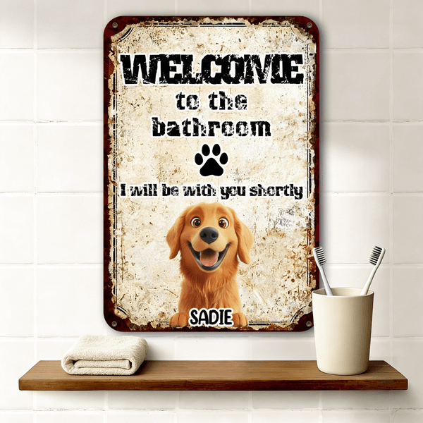 Personalizzato Carino 3D Cartoon Tinplate Painting con nome Bagno Uso quotidiano Regalo di compleanno per gli amanti degli animali gatto cane