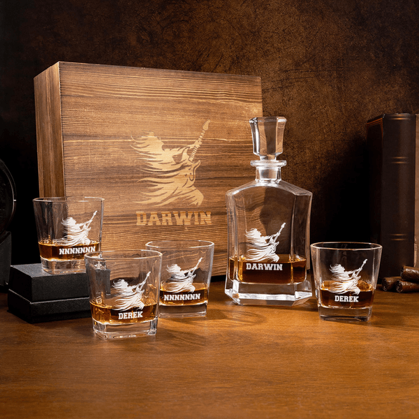 Personalized Engraved Guitarist Whiskey Decanter with Name Birthday Father's Day Gift for Bartender Dad Man