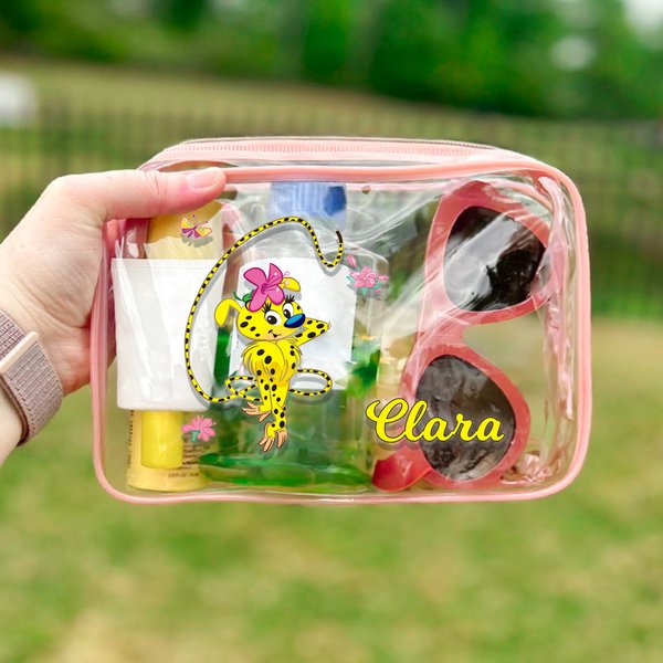 Spersonalizowana kosmetyczka Marsupilami Flower z długim ogonem do codziennego użytku Prezent urodzinowy dla niej | Callie × Marsupilami®