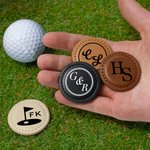 Personlig Golf-Themed Monogram Magnetisk PU lær Golfballmarkør med navn og initialer Sett med 2 golfklubber Bursdagsgave til golfelskere Golfere