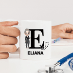 Personalisierte Krankenschwester Arzt Cartoon Charakter Keramik Kaffeebecher mit Namen täglichen Gebrauch Geburtstag Geschenk für medizinisches Personal