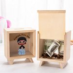 Personalized You Are Mini Boss Cartoon Kid Wooden Money Box Piggy Bank with Name Back to School Birthday Children's Day Gift for Kids
