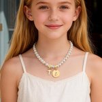 Personalized Cross Design Pearl Necklace with Name Dainty Jewellery Baptism Day Birthday Anniversary Gift for Girls Kids