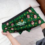 Personalised Funny Face Photos Clover Breathable Couple Thong Boxer Underwear Anniversary Saint Patrick's Day Gift for Him Her