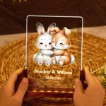 Personalisierte Boho Woodland Hedgehog Deer Paar Namen LED-Nachtlicht mit hölzernen Basis niedlich Raumdekoration Valentinstag Jahrestag Geschenk für Paar