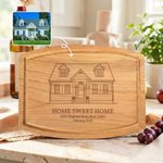 Henkilökohtainen kaiverrettu House Photo Bambu Cherry Wood Walnut Wood Leikkuulauta otsikko ja teksti Päivittäinen käyttö Housewarming lahja ystäville perheelle