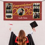 Personalised Congratulations Class of 2026 Graduate Photo Collages Banner with 3-17 Photos and Name Party Decor Graduation Gift for Graduates