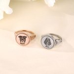 Bague personnalisée avec photo de chat, chien, animal de compagnie et nom Bijou commémoratif Cadeau d'anniversaire pour l'amoureux de l'animal de compagnie.