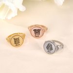 Bague personnalisée avec photo de chat, chien, animal de compagnie et nom Bijou commémoratif Cadeau d'anniversaire pour l'amoureux de l'animal de compagnie.