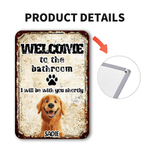 Personalized Cute 3D Cartoon Tinplate Painting with Name Bathroom Daily Use Birthday Gift for Cat Dog Pet Lovers