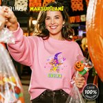 Personalised Cartoon Bats Halloween Witch Marsupilami T-shirt Sweatshirt Hoodie with Name Halloween Gift for Women | Callie × Marsupilami®