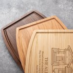 Henkilökohtainen kaiverrettu House Photo Bambu Cherry Wood Walnut Wood Leikkuulauta otsikko ja teksti Päivittäinen käyttö Housewarming lahja ystäville perheelle