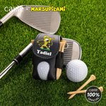 Cartone animato personalizzato Marsupilami Custodia in pelle PU per palline da golf e porta tee con nome Regalo di compleanno per gli amanti del golf | Callie × Marsupilami®