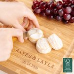 Personalised Engraved Name Date Simple Style FSC Bamboo Charcuterie Cutting Board with Juice Groove Housewarming Wedding Gift for Couple Family