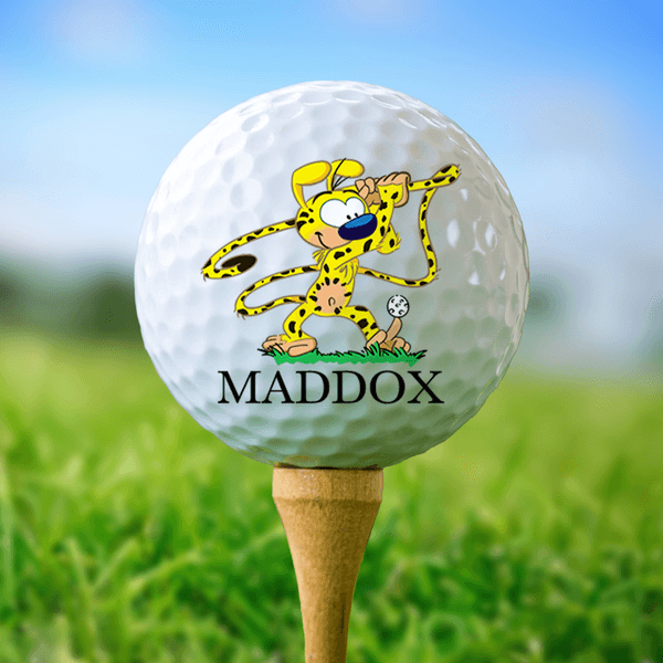 Pelota de Golf Marsupilami Personalizada de Cola Larga de Leopardo con Inicial y Nombre Regalo de Cumpleaños para Jugadores Amantes del Golf | Callie × Marsupilami