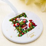 Ornement de Noël personnalisé en céramique en forme de coeur avec nom et année Cadeau de Noël pour la famille et les amis