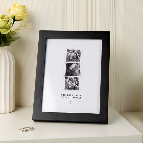 Personalized 3 Photos Collage Framed Art Painting with Text Wall Decor Valentine's Day Anniversary Engagement Gift for Couple
