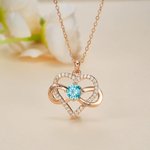 Collana personalizzata con ciondolo a cuore, tema infinito, con pietra di nascita e nomi incisi - Regalo di compleanno e anniversario per donne