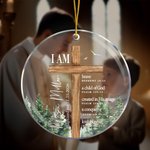 Personalised Forest Cross Bless Bible Verse Acrylic Hanging Ornament with Name and Text Baptism First Communion Gift for Kids