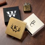 Kit accendino in legno di sandalo con logo inciso personalizzato, nome iniziale e scatola Regalo di addio al celibato per uomini e sposi
