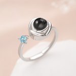 Personalised Sterling Silver Photo Projection Ring with Birthstone Delicate Jewellery Daily Wear Birthday Anniversary Gift for Girlfriend Mom Women