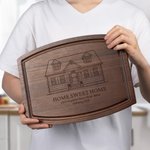 Henkilökohtainen kaiverrettu House Photo Bambu Cherry Wood Walnut Wood Leikkuulauta otsikko ja teksti Päivittäinen käyttö Housewarming lahja ystäville perheelle