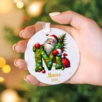 Ornement de Noël personnalisé en céramique en forme de coeur avec nom et année Cadeau de Noël pour la famille et les amis