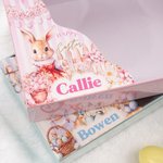 Boîte cadeau Pâques personnalisée avec nom et motif de lapin - Usage quotidien - Cadeau Pâques pour enfants