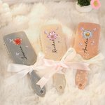 Personalized Crystal Birth Flower Hair Brush Anti-Static Massage Comb with Name and Ribbon Makeup Tool Daily Use Birthday Gift for Women Girls