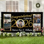 Personalised Congratulations Class of 2026 Graduate Photo Collages Banner with 3-17 Photos and Name Party Decor Graduation Gift for Graduates
