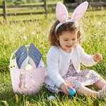 Personlig søt Peter Rabbit blomst sommerfugl Initial Bunny Ears Stripete påskekurv med navn Påskeegg Jakt Party Favor Gave til barn