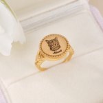 Bague personnalisée avec photo de chat, chien, animal de compagnie et nom Bijou commémoratif Cadeau d'anniversaire pour l'amoureux de l'animal de compagnie.