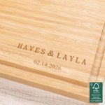 Personalised Engraved Name Date Simple Style FSC Bamboo Charcuterie Cutting Board with Juice Groove Housewarming Wedding Gift for Couple Family