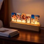 Personalised Bestie Text Photos Acrylic LED Night Light with Text and Wooden Base Birthday Anniversary Gift for Besties Sisters